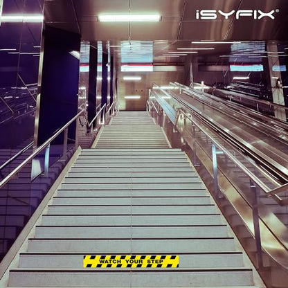 iSYFIX Watch Your Step Floor Decals Stickers, 40x5 Inch, 6 Pack | Self-Adhesive Vinyl, Laminated Anti-Slip, Water Resistance, Indoor & Outdoor - size: 40x5 inch