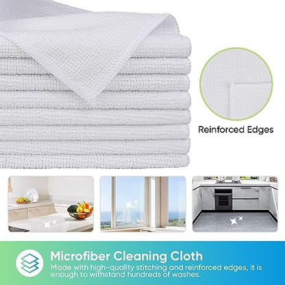 HOMEXCEL 24PK Microfiber Cleaning Cloth, Cleaning Rag for Home, 11.5x11.5in | Reusable, Lint Free, Scratch-Free and Highly Absorbent Towels for Kitchen, Window and Glass, Cars, White - color: White