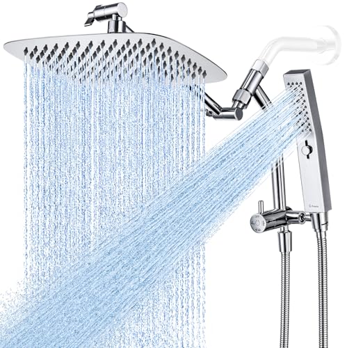 G-Promise 10 Inch All Metal Rain Shower Head with Handheld Spray (Chrome) | Suits Every Height, Pause Mode Diverter, Massage Mode Handheld, Full Body Coverage, Easy to Install, Modern Bath Upgrade - color: Chrome, size: 10 Inch