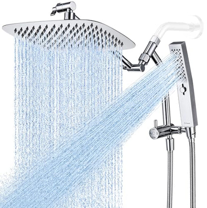 G-Promise 10 Inch All Metal Rain Shower Head with Handheld Spray (Chrome) | Suits Every Height, Pause Mode Diverter, Massage Mode Handheld, Full Body Coverage, Easy to Install, Modern Bath Upgrade - color: Chrome, size: 10 Inch