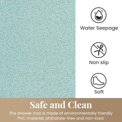 Shower Mat Bathtub Mat Non-Slip,24x24 inch, Soft Tub Mat with Drain,PVC Loofah Bath Mat (Phthalate Free) for Tub and Bathroom,Quick Drying,Green - color: Green, size: 24" x 24" (Rectangular)