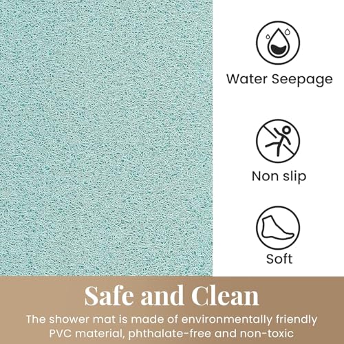 SoftDuo Shower Mat Bathtub Mat Non-Slip Soft Tub Mat | 32x24 inch,PVC Loofah Bath Mat with Drain for Tub and Bathroom,Quick Drying,Green - color: Green, size: 32" x 24" (Rectangular)