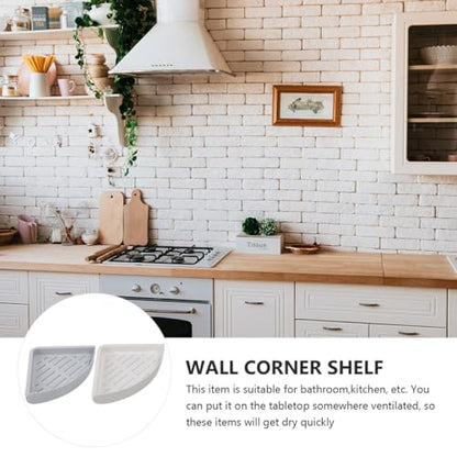 SHINEOFI 2Pcs Plastic Bathroom Corner Shelf Wall Mounted Storage Racks with Drainage Design Installation Organizer for Shower and Kitchen Space Saving
