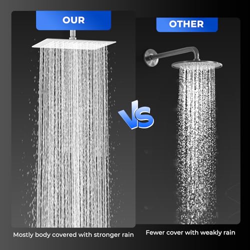 Square Rainfall Shower Head, High Pressure Flow with 304 Stainless Steel Made, Relaxed Shower Experience, Universal Ceiling or Wall Mount, 10inch Chrome - color: Chrome, size: 10 Inch