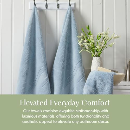 Luxury 100% Cotton Bath Towels Set | 6-Piece Set | Blue Fog | 700 GSM | Premium Bath Towels | Ultra Soft Thick Plush & Highly Absorbent | Luxury Hotel & Spa Bathroom Towels - color: Blue Fog, size: 6 Piece Set