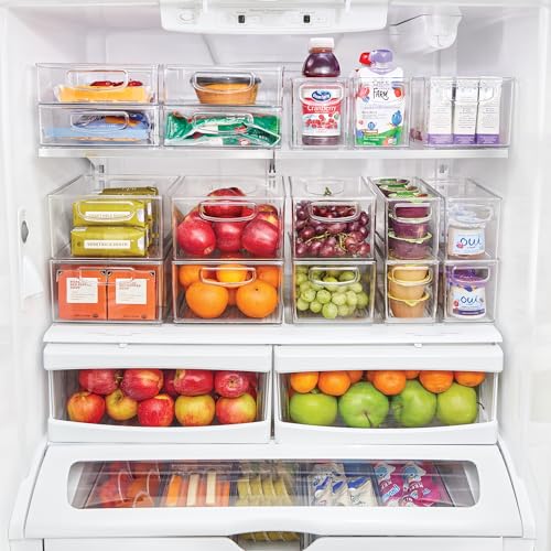 iDesign Stackable Plastic Handle Bin Storage Organizers, 18 Pack, Clear | For Kitchen, Fridge, Pantry, Home, Assortment Set - style: Pack of 18
