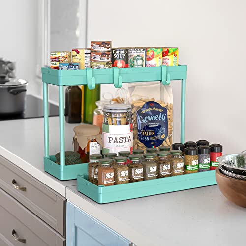 Simple Houseware 3-Tier Slim Rolling Cart w/Handle 5.5" Wx27.5 H, Turquoise | Storage Cart for Narrow Space (5.5-Inch Wide) Kitchen, Bathroom, Laundry Room - color: Turquoise