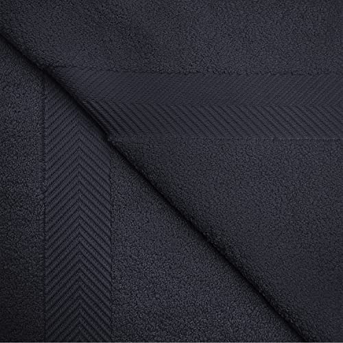 Zero-Twist Towel Collection, Luxurious Cotton Oversized 6-Piece Towel Set, Bath Towel 30" x 54", Hand Towel 16" x 30", Face Towel 13" x 13", Absorbent and Fast-Drying, Black by Blue Nile Mills - color: Black, size: 6 Piece Towel Set