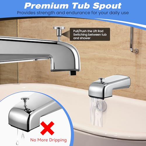 Dreyoo Tub Spout (Universal Fits 1/2" Copper Pipe, 1/2" IPS and 3/4" IPS), Bathroom Bathtub Faucet with Adapters and Hex Wrench(Chrome,Waterfall Spout) - color: Chrome, style: Waterfall Spout