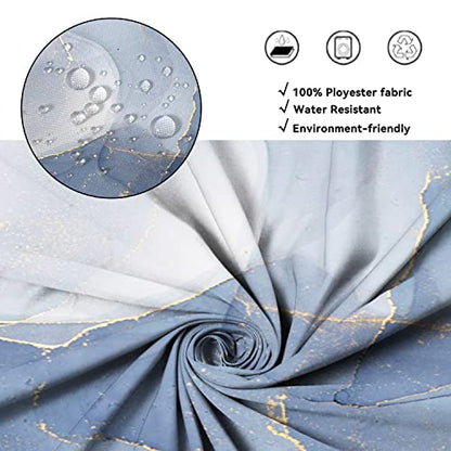 AWERT Small Half Size Stall Shower Curtain with 6 Hooks Shower Stall Curtain 36 x 72 Light Blue Marble Gold 36 inch Shower Curtain for Bathroom/RV and Camper (Blue Marble) - color: Blue Marble, size: 36"W x 72"L (Pack of 1)