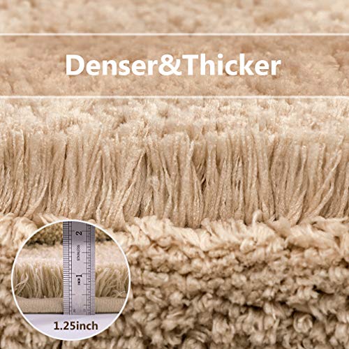 VANZAVANZU 2-Piece Non-Slip Bath Mat Set - Machine Washable Microfiber Shaggy Thick Rugs (16"x24", Beige) - color: Beige, size: 16"x24" Plus 16"x24"