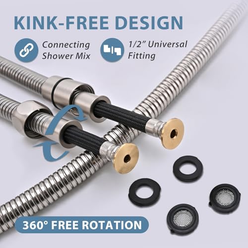 39 Inches 304 Stainless Steel Shower Hose Extra Long Brushed Nickel | High Pressure Handheld Shower Head Hose with Brass Insert and Nut,Flexible Rv Shower Hoses Replacement For Cleaning Pet 1 Pcs - color: Brushed Nickel, size: 39 Inches