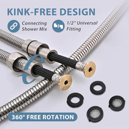 39 Inches 304 Stainless Steel Shower Hose Extra Long Brushed Nickel | High Pressure Handheld Shower Head Hose with Brass Insert and Nut,Flexible Rv Shower Hoses Replacement For Cleaning Pet 1 Pcs - color: Brushed Nickel, size: 39 Inches