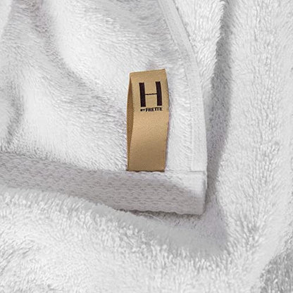 Simple Border Junior Suite Bath Bundle - Luxury All-White Bath Linens Bundle/Includes 2 Wash Cloths, 2 Hand Towels, and 2 Bath Towels / 100% Cotton