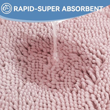 Bcoimo Small Bath Rug Mat,24x17 Chenille Non Slip Pink Bathroom Shower Mat | Extra Soft Bathroom Rugs;Non Slip with Rubber Backing Bath Mats;High Absorbent And Quick Dry Microfiber mat; Machine Washable - color: Light Pink, size: 24x17
