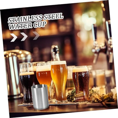 UKCOCO Stainless Steel Tumbler Cup Multi Use Bathroom Gargle Cup Beverage Holder for Home Travel Party Silver Smooth Surface Easy Clean
