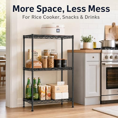 GRANNY SAYS 3-Tier Narrow Storage Shelves for Small Spaces, 18" W Metal Shelving Unit, Adjustable Storage Rack, Freestanding Shelf for Laundry Room, Bathroom, Kitchen Pantry, Black - size: 18"W x 35"H x 12"D