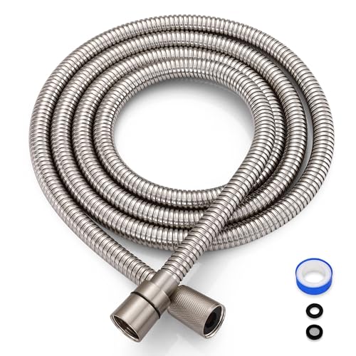 G-Promise 100 Inch Stainless Steel Long Shower Hose Replacement | Thickened and Stretchable Design, Built to Last, Tangle & Kink Free, Universal Fit,Tool-free Installation - color: Brushed Nickel, size: 79 Inch