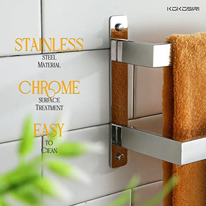 KOKOSIRI Towel Bars Hand Towel Holders 16 Inches Chrome Bathroom 2-Tiers Ladder Towel Rails Wall Mounted Towels Shelves Rack Polished Stainless Steel, B5008CH-L16 - color: Polished Chrome, size: 16-Inch