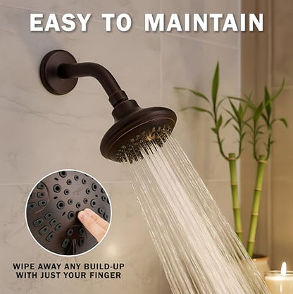 6 Function Luxury Shower Head - 1.8 GPM - Oil-Rubbed Bronze | High Pressure Boosting, Adjustable, Wall Mount, Bathroom Showerhead With Anti-Clog Nozzles, Best For Low Flow Showers - color: Oil Rubbed Bronze, size: 1.8 GPM