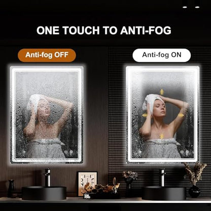 LED Bathroom Mirror with Lights, Anti-Fog, Dimmable, Lighted Bathroom Vanity Mirror for Wall, UL-Certified (28 x 20) - size: 28"L x 20"W