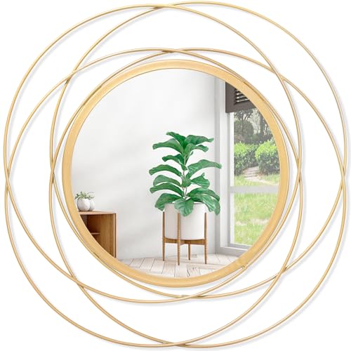 Mirrors for Wall Gold Circular Art Classic Metal Iron Frame Wall Mirror Decor Living Room Bedroom Bathroom Office Farmhouse Entryway Small 12” x 12” - color: Circle-gold, size: 12"L x 12"W