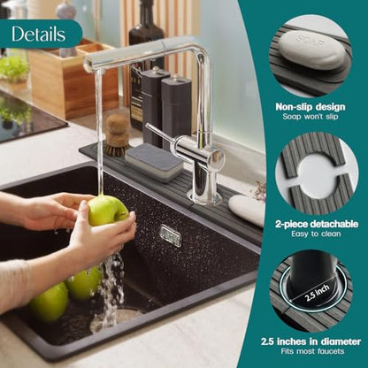 Diatomite Stone Sink Candy - Instant Dry Stone Sink Tray around Faucet, Prevents Moisture Buildup - Faucet Splash Guard for Bathroom Counter (Dark Grey, 20" x 3.9") - color: Dark Gray, size: 20" x 3.9"
