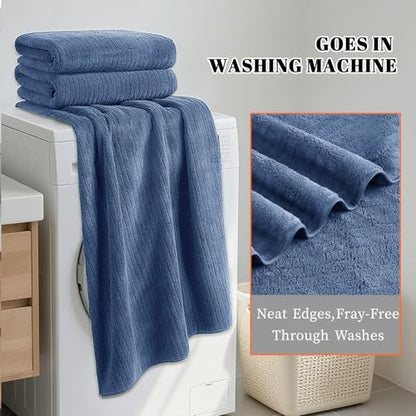 Bath Towels Set of 4 Extra Large 35 x 70 Inches,Luxury Thick High Absorbent and Quick Dry Bath Sheet,Ultra Soft Microfiber,Bathroom,Beach,Yoga,Sport,SPA,Fitness (Electric Blue) - color: Electric Blue, style: 4 Piece Bath Towels