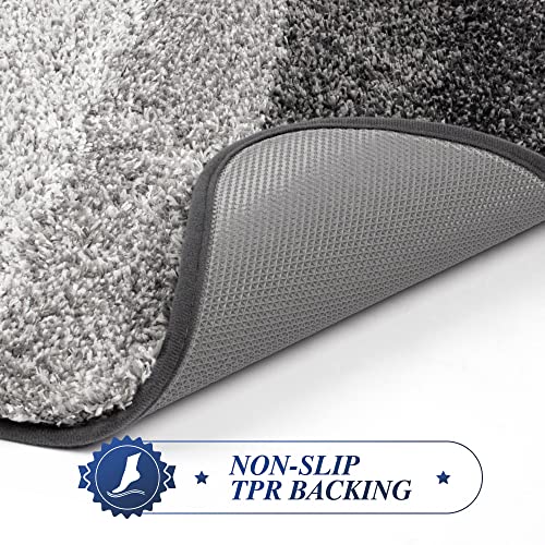 Walensee Non Slip Bath Mat (16 x 24, Ombre Grey) - Soft Microfiber Shaggy Mat, Machine Washable, Thick Plush for Shower - color: Ombre Grey, size: 16" x 24" Rectangular