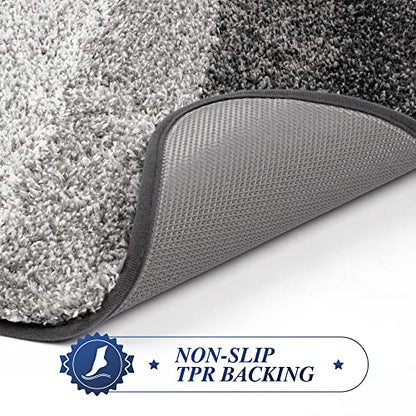 Walensee Non Slip Bath Mat (16 x 24, Ombre Grey) - Soft Microfiber Shaggy Mat, Machine Washable, Thick Plush for Shower - color: Ombre Grey, size: 16" x 24" Rectangular