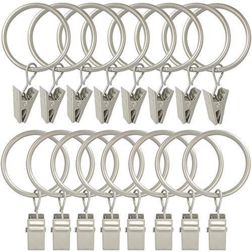 100 Pack Curtain Rings with Clips, Drapery Clip with Rings, Drapes Rings 1.26 in Interior Diameter, Fits up to 1 in Curtain Rod, Matte Silver - color: Matte Silver, size: 1.26" I D 100 Pack
