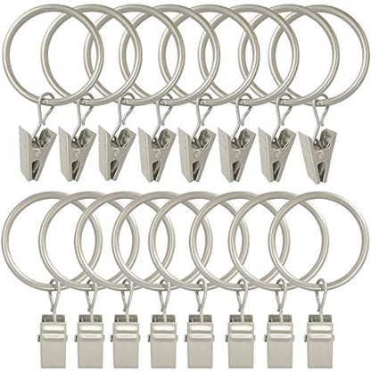 100 Pack Curtain Rings with Clips, Drapery Clip with Rings, Drapes Rings 1.26 in Interior Diameter, Fits up to 1 in Curtain Rod, Matte Silver - color: Matte Silver, size: 1.26" I D 100 Pack