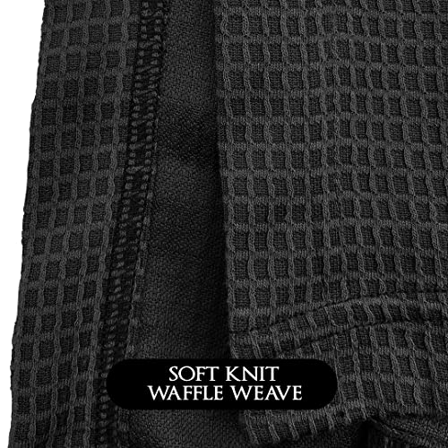 Canyon Rose Waffle Weave Long Spa Wrap, One Size, Black | Luxurious Waffle Knit Body Wrap, Generous Length, Elasticized Top with Touch-and-Close Fastener, Machine Washable - color: Black