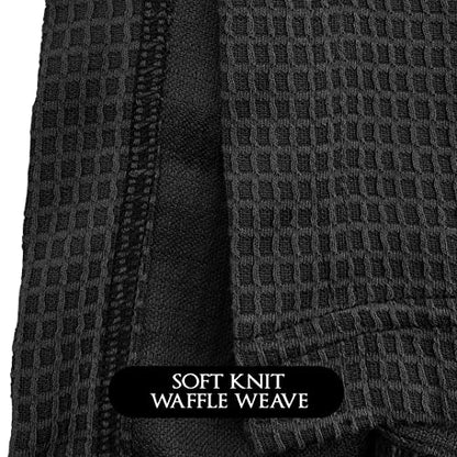Canyon Rose Waffle Weave Long Spa Wrap, One Size, Black | Luxurious Waffle Knit Body Wrap, Generous Length, Elasticized Top with Touch-and-Close Fastener, Machine Washable - color: Black