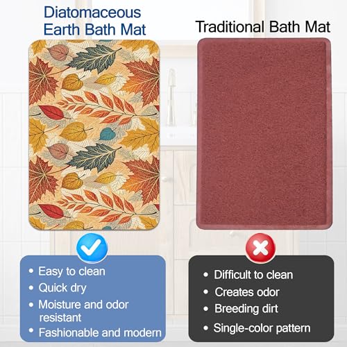 Bath Mat Hello Fall Bathroom Rug,Soft and Non Slip Autumn Leaves Bath Rugs,Quick Drying Machine Washable Floor Mat 17 * 29.5 Inches for Shower Room,Bathtub,Kitchen Bathroom - color: Hello Fall