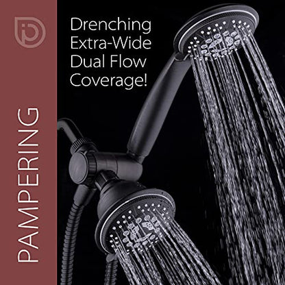 High Pressure 24-Function Dual 2-in-1 Handheld Shower Head Combo | With Self-clean Nozzles, 3-way Anti-swivel Water Diverter, and Premium Stainless Steel Hose / Bronze Finish - color: Oil Rubbed Bronze, size: 2.5 Gallon Per Minute