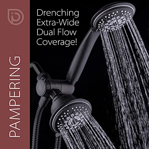 High Pressure 24-Function Dual 2-in-1 Handheld Shower Head Combo | With Self-clean Nozzles, 3-way Anti-swivel Water Diverter, and Premium Stainless Steel Hose / Bronze Finish - color: Oil Rubbed Bronze, size: 1.8 Gallons Per Minute