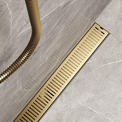 VIGO Elan 24 in. Linear Shower Drain in Matte Brushed Gold - VG07002MG - color: Matte Brushed Gold, size: 24 in.
