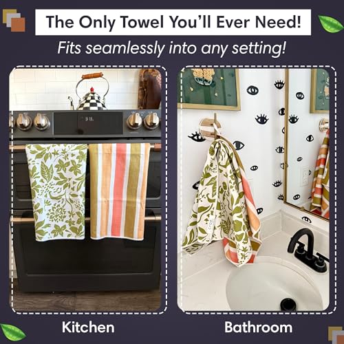 Double-Sided Microfiber Hand Towels, Waffle Kitchen Towels Set for Home Use | 2 Towels, 17x27 Inches, Durable & Soft, Fast Drying, Hand Wash Cloth and Dishcloth, Pat & Tricky, Green/Cream Home Towels Set - color: Pat & Tricky - Green/Cream, size: Double s