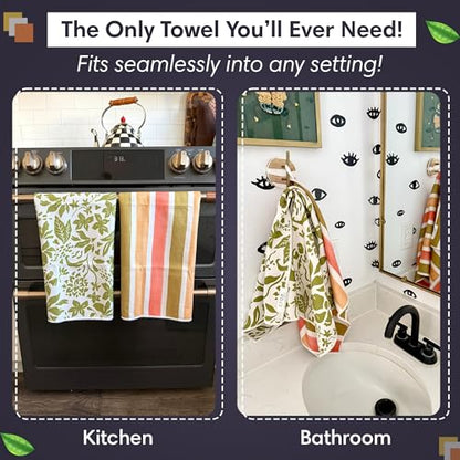 Double-Sided Microfiber Hand Towels, Waffle Kitchen Towels Set for Home Use | 2 Towels, 17x27 Inches, Durable & Soft, Fast Drying, Hand Wash Cloth and Dishcloth, Pat & Tricky, Green/Cream Home Towels Set - color: Pat & Tricky - Green/Cream, size: Double s