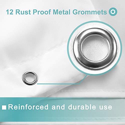 Waterproof Fabric Shower Curtain Liner, 72 x 72 inch, White | Suction Cups Included, Machine Washable Cloth Shower Curtain for Bathroom, 72x72