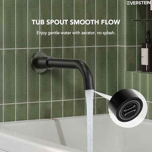 10" High-Pressure Rainfall Shower System with Handheld Spray, Wall Mount Bathroom Shower Faucet Set with Tub Spout (Matte Black) - color: Matte Black, style: With Tub Spout
