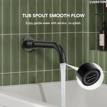 10" High-Pressure Rainfall Shower System with Handheld Spray, Wall Mount Bathroom Shower Faucet Set with Tub Spout (Matte Black) - color: Matte Black, style: With Tub Spout
