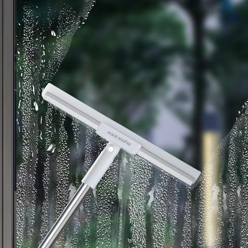 JOYBOS Rubber Squeegee for Floor, 50'' Long Handle Floor Squeegee Broom, Silicone Broom for Pet Hair Remover, Magic Broom Sweeper Window Squeegee for Floor, Tile, Grout, Brick, Decks, Garages,Basement - size: Medium (1 in 1)
