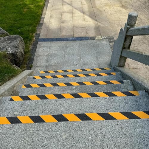 PVC Antislip Floor Tape Strips Roll with Adhesive Backing for Enhances Safety Stair Step Bathroom and Kitchen Waterproof - color: Yellow