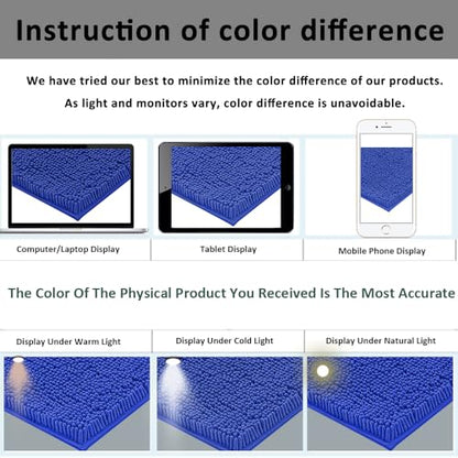 RUN HELIX Bath Rugs Non Slip Washable 2 Piece Non Slip Extra Absorbent Shaggy Chenille Bathroom Rugs and Mats Sets - color: Deep Blue