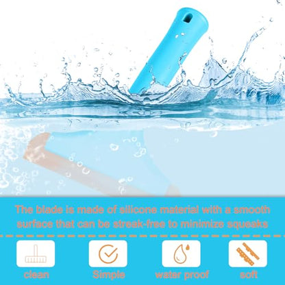 Small Silicone Window Squeegee, Auto Windshield Water Blade Scraper, Multifunctional Auto Squeegee with 5.9 Inch Blade and Non-Slip Handle for Car Window, Home Cleaning (Blue, 1PCS) - color: Blue