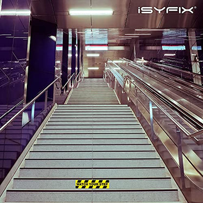 iSYFIX Watch Your Step Floor Decals Stickers, 6 Pack, 20x5 Inch | Premium Self-Adhesive Vinyl, Laminated Anti-Slip, Water Resistance, Indoor & Outdoor - size: 20x5 inch