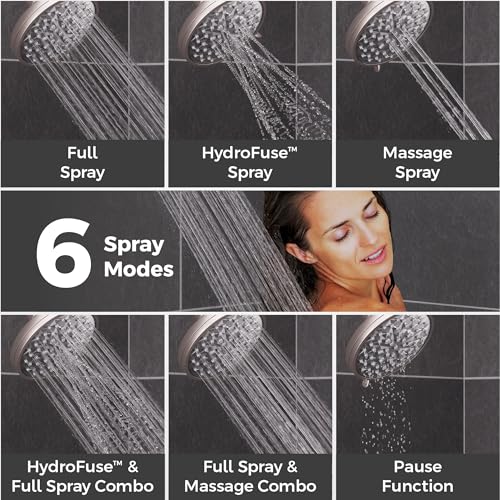 Pfister HydroFuse Shower Head, Shower Arm Not Included, 6-Function, 1.75 GPM, Spot Defense Brushed Nickel Finish, 015WS2HF01GS - color: Spot Defense Brushed Nickel, size: 1.75 GPM