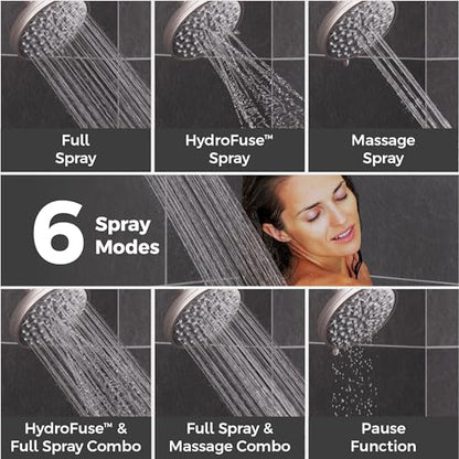 Pfister HydroFuse Shower Head, Shower Arm Not Included, 6-Function, 1.75 GPM, Spot Defense Brushed Nickel Finish, 015WS2HF01GS - color: Spot Defense Brushed Nickel, size: 1.75 GPM